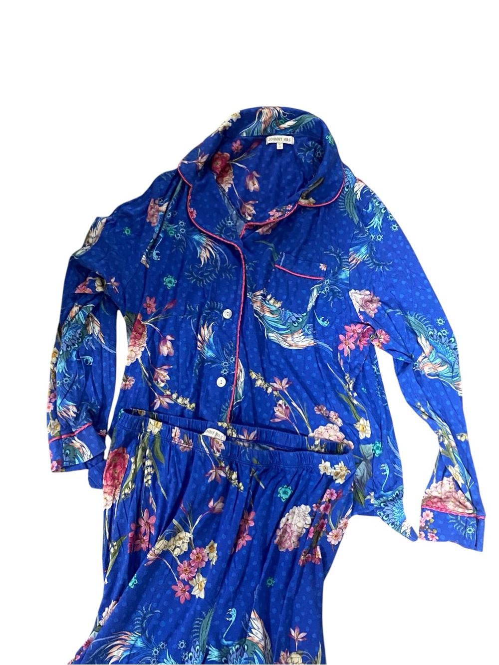 Johnny Was Revive PJ set with colorful birds & florals XL - Picture 5 of 7
